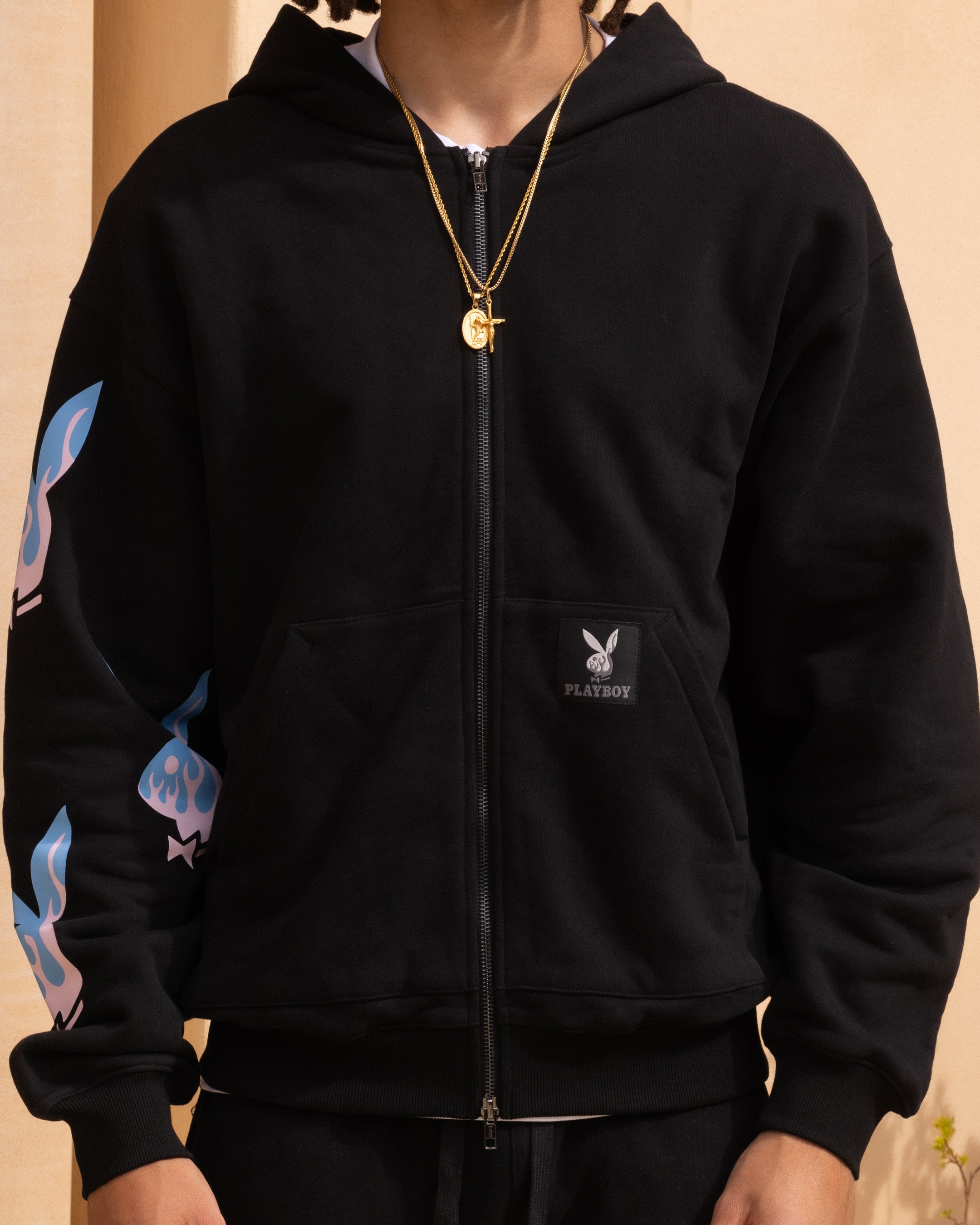 Playboy By Culture Kings Lit Bunny Fully Zip Hoodie Black