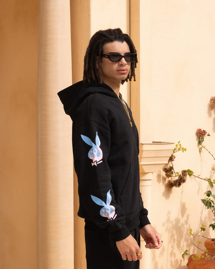 Playboy By Culture Kings Lit Bunny Fully Zip Hoodie Black