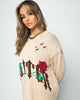 Loiter Fable Distressed Knit Sweater Stone