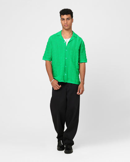 XXIII Lorenzo Knit Button Up Shirt Green