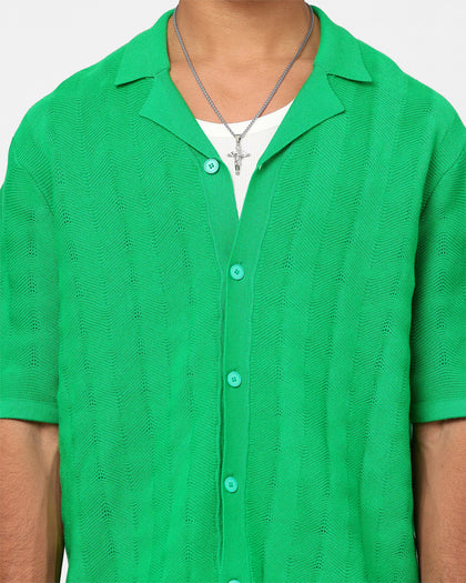 XXIII Lorenzo Knit Button Up Shirt Green