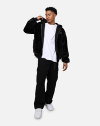 Playboy By Culture Kings Full Zip Faux Fur Bunny Hoodie Black