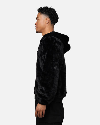 Playboy By Culture Kings Full Zip Faux Fur Bunny Hoodie Black