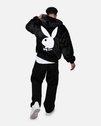 Playboy By Culture Kings Full Zip Faux Fur Bunny Hoodie Black