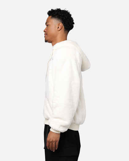 Playboy By Culture Kings Full Zip Faux Fur Bunny Hoodie Off White