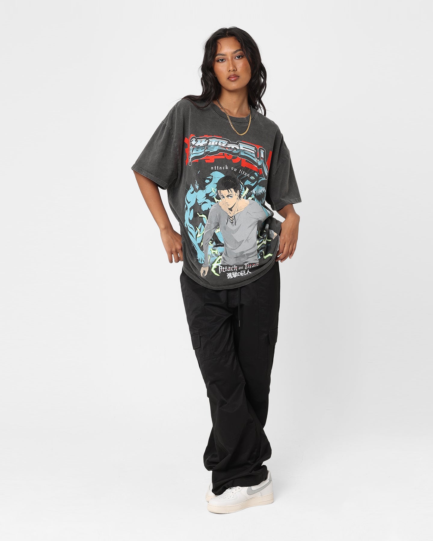 ARAKI ラグランロン T cityboy Goat Crew X Attack On Titan Attack Titan Vintage Heavyweight T