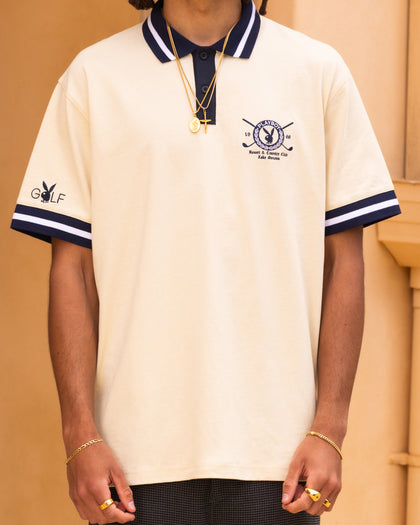Playboy By Culture Kings Birdie Polo Shirt Off White/Navy