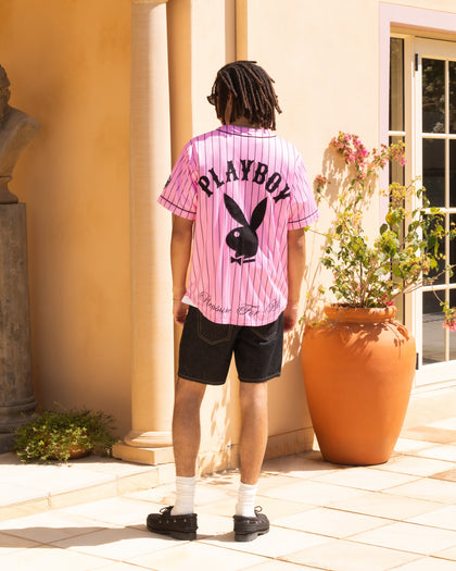 Playboy By Culture Kings Bunny Baseball Shirt Jersey Pink