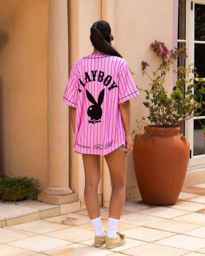 Playboy By Culture Kings Bunny Baseball Shirt Jersey Pink
