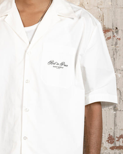 Saint Morta Rest In Piece Short Sleeve Shirt Off White/Maroon
