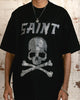 Saint Morta Skull And Bones Rhinestone T-Shirt Black