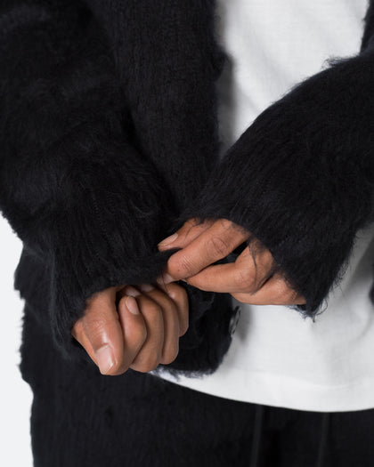 MNML Fuzzy Cardigan Sweater Black