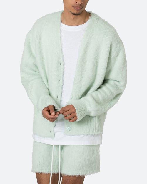 MNML Fuzzy Cardigan Sweater Mint