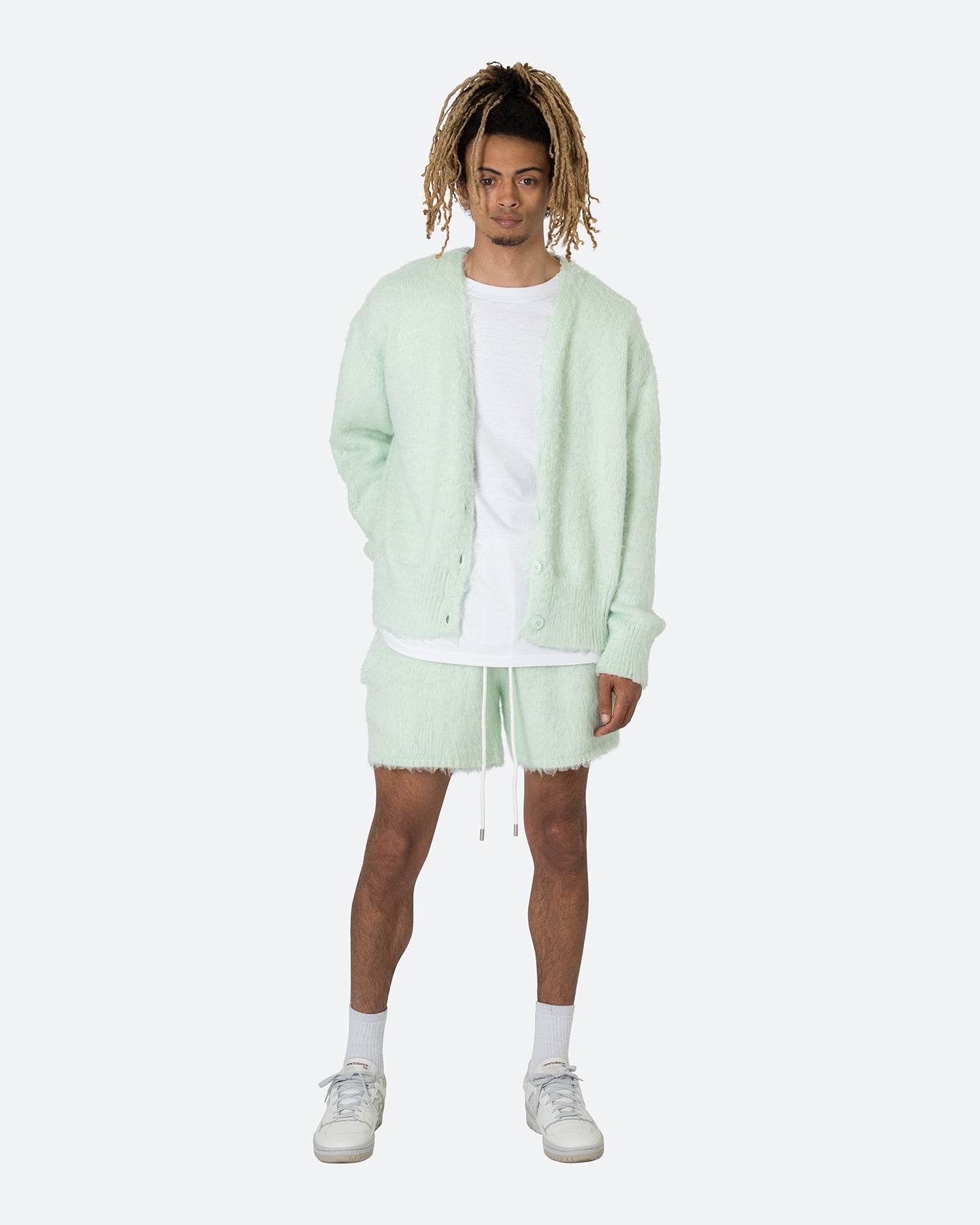 MNML Fuzzy Cardigan Sweater Mint | Culture Kings US