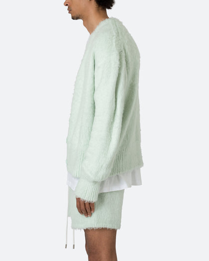 MNML Fuzzy Cardigan Sweater Mint