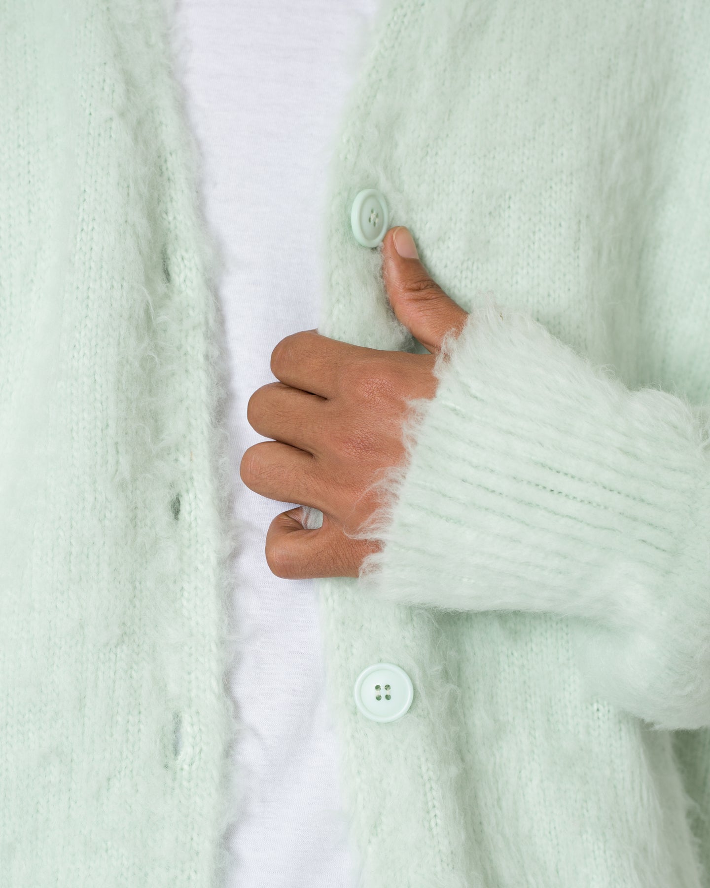MNML Fuzzy Cardigan Sweater Mint | Culture Kings US