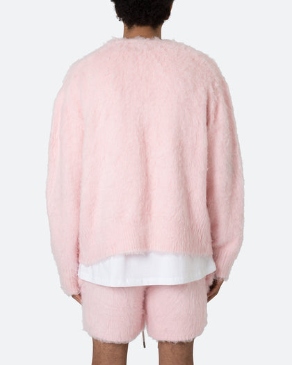 MNML Fuzzy Cardigan Sweater Pink