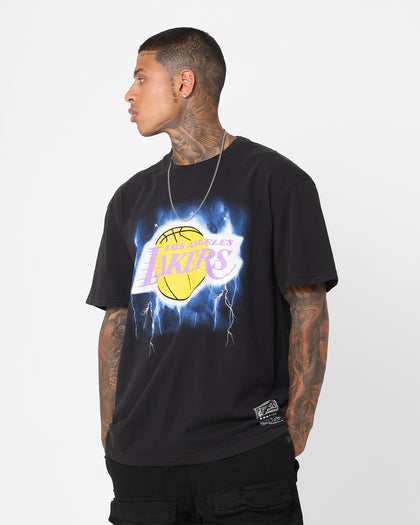 Mitchell & Ness Los Angeles Lakers Logo Lightning T-Shirt Black