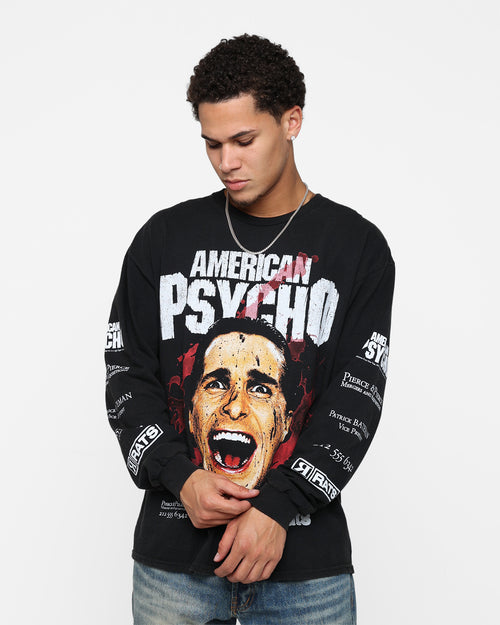 Rats Get Fat X American Psycho American Psycho Long Sleeve T-Shirt Black Wash