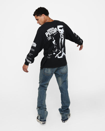 Rats Get Fat X American Psycho American Psycho Long Sleeve T-Shirt Black Wash
