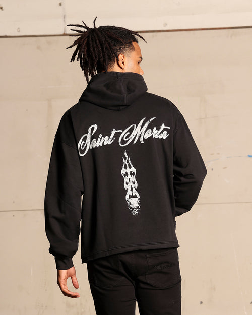 Saint Morta Roadhouse Boxy Hoodie Washed Black
