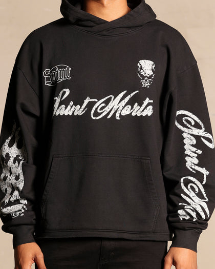 Saint Morta Roadhouse Boxy Hoodie Washed Black