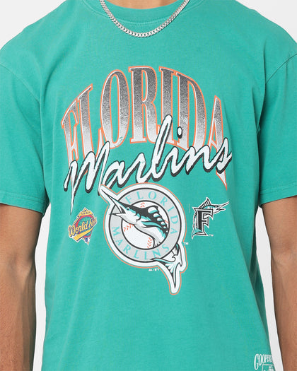 Majestic Athletic Florida Marlins Script Arch T-Shirt Faded Teal