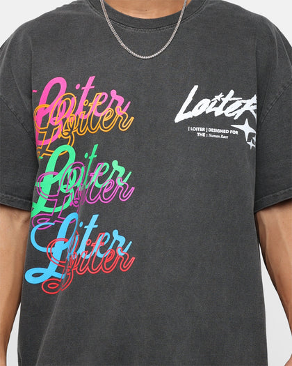 Loiter Stacked Vintage T-Shirt Black Wash