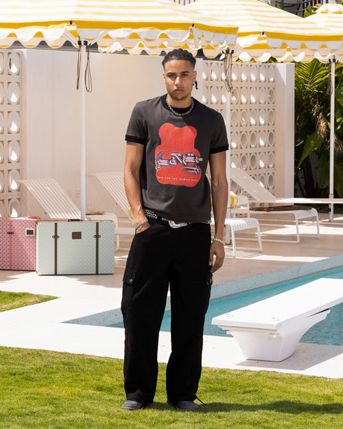 Loiter Gummy Ringer T-Shirt Charcoal