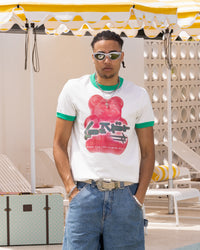 Loiter Gummy Ringer T-Shirt Off White/Green
