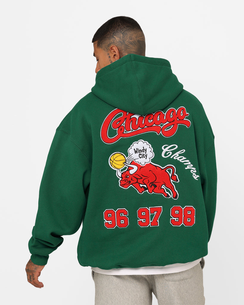 Mitchell Ness Chicago Bulls Letterman Hoodie Malachite Green