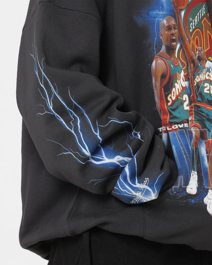 Mitchell & Ness Seattle Supersonics Gary Payton and Shawn Kemp Strike Hoodie Faded Black
