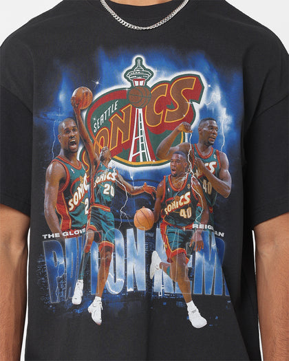 Mitchell & Ness Seattle SuperSonics Gary Payton and Shawn Kemp Strike T-Shirt Faded Black