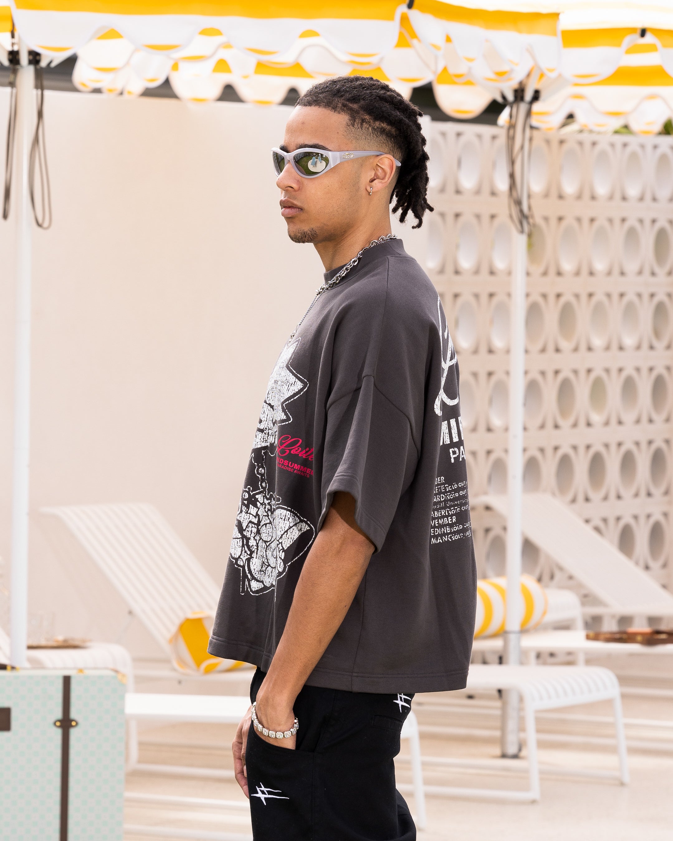 Loiter Palm Spring Box T-Shirt Charcoal | Culture Kings US