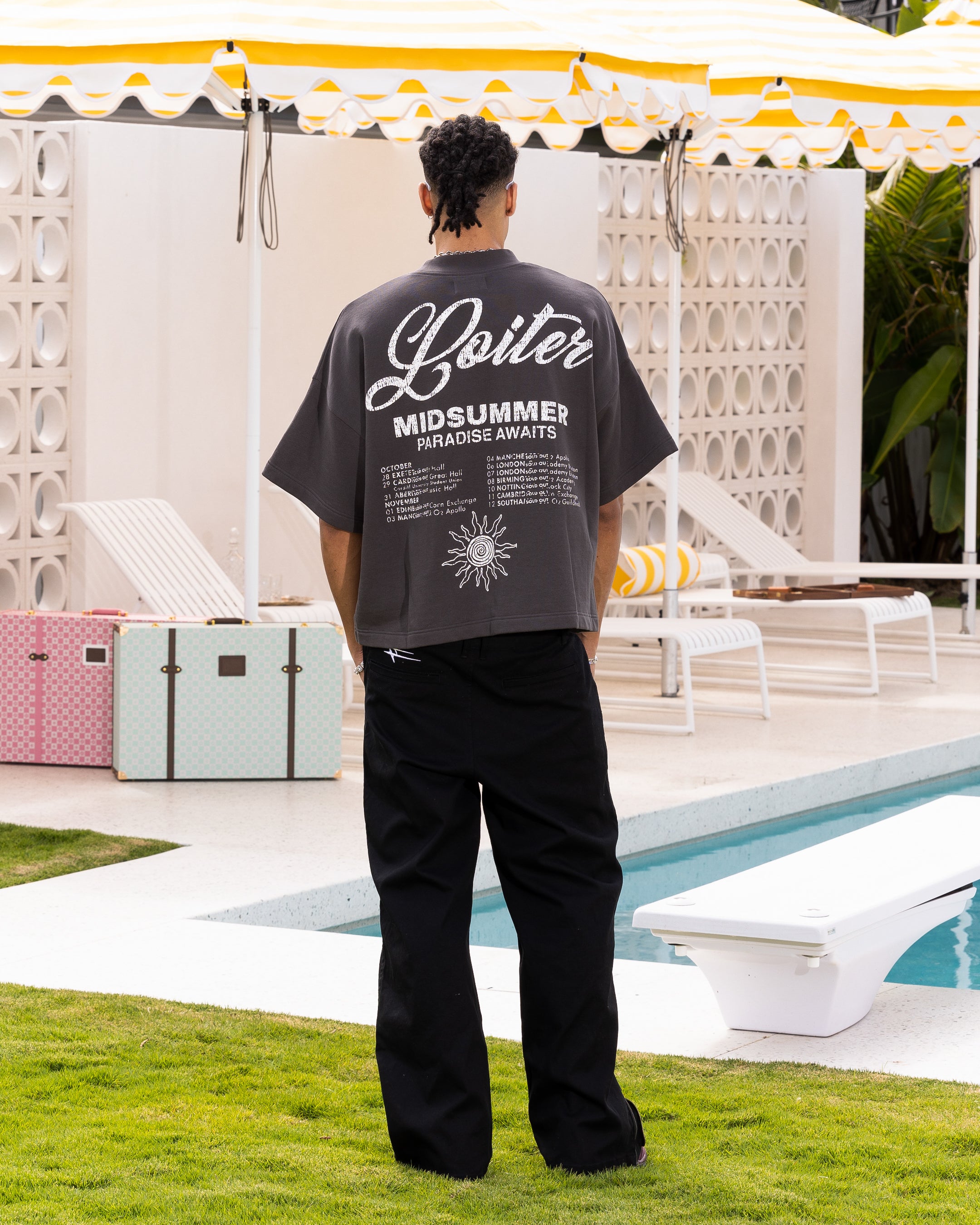 Loiter Palm Spring Box T-Shirt Charcoal | Culture Kings US