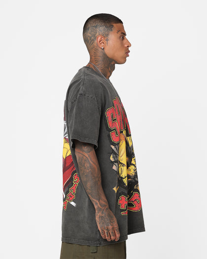 Goat Crew X One Punch Man Saitama Heavyweight Vintage T-Shirt Black Wash