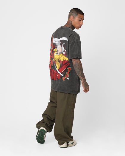 Goat Crew X One Punch Man Saitama Heavyweight Vintage T-Shirt Black Wash