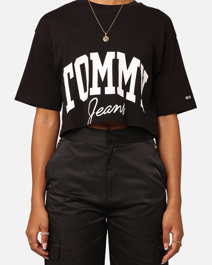 Tommy Jeans Women's Oversized Cropped New Varsity T-Shirt Black