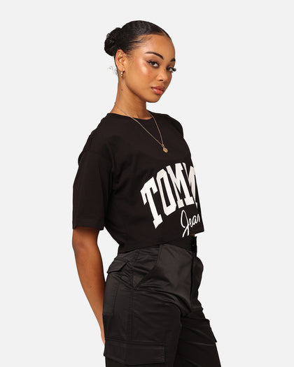 Tommy Jeans Women's Oversized Cropped New Varsity T-Shirt Black