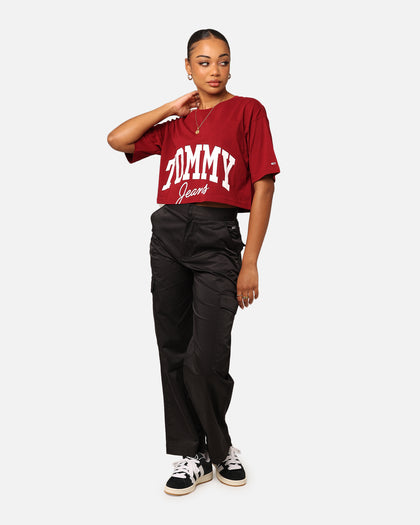 Tommy Jeans Women's Oversized Cropped New Varsity T-Shirt Rouge
