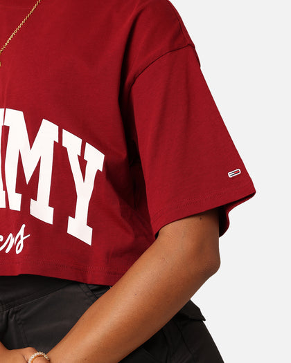 Tommy Jeans Women's Oversized Cropped New Varsity T-Shirt Rouge
