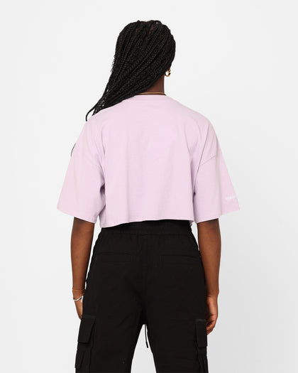 Mitchell & Ness Women's Los Angeles Lakers Dunk Arch Cut Off Crop T-Shirt Lavender