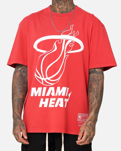 Mitchell & Ness Miami Heat XL Logo One Colour T-Shirt Faded Red