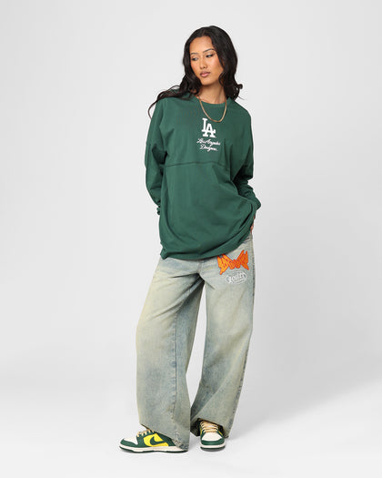 Majestic Athletic Women's Los Angeles Dodgers Animal Oversized Hiri Long Sleeve T-Shirt Dark Cedar