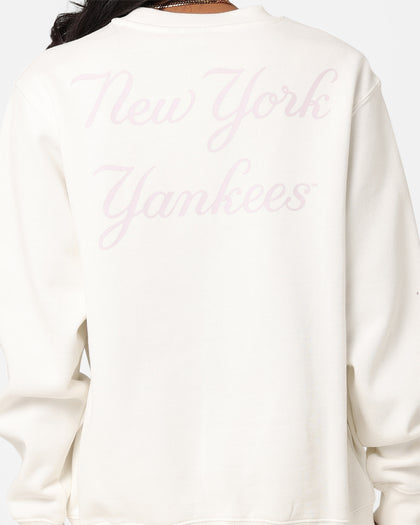 Majestic Athletic Women's New York Yankees Script Back Crewneck Vintage White