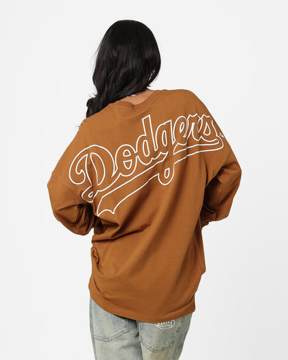 Majestic Athletic Women's Los Angeles Dodgers Oversized Hiri Long Sleeve T-Shirt Chocolate