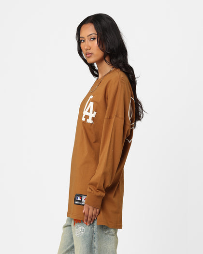 Majestic Athletic Women's Los Angeles Dodgers Oversized Hiri Long Sleeve T-Shirt Chocolate