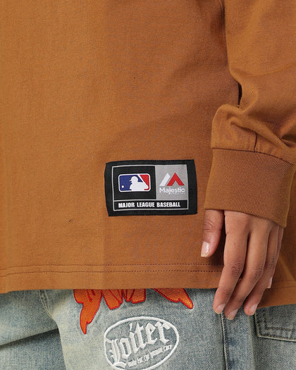 Majestic Athletic Women's Los Angeles Dodgers Oversized Hiri Long Sleeve T-Shirt Chocolate