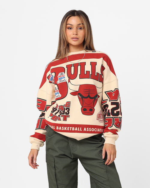 Mitchell & Ness Women's Chicago Bulls League Crewneck Stone/Red