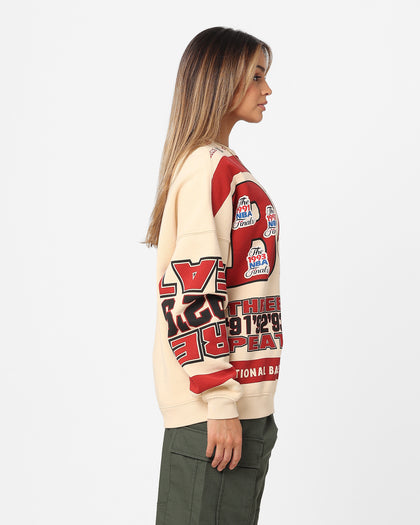 Mitchell & Ness Women's Chicago Bulls League Crewneck Stone/Red